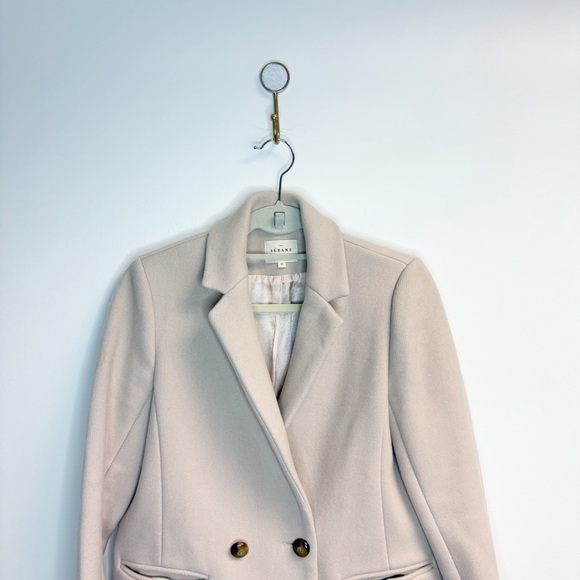 Sezane Johnson Wool Double Breasted Coat Sand Size 40 - Picture 3 of 10